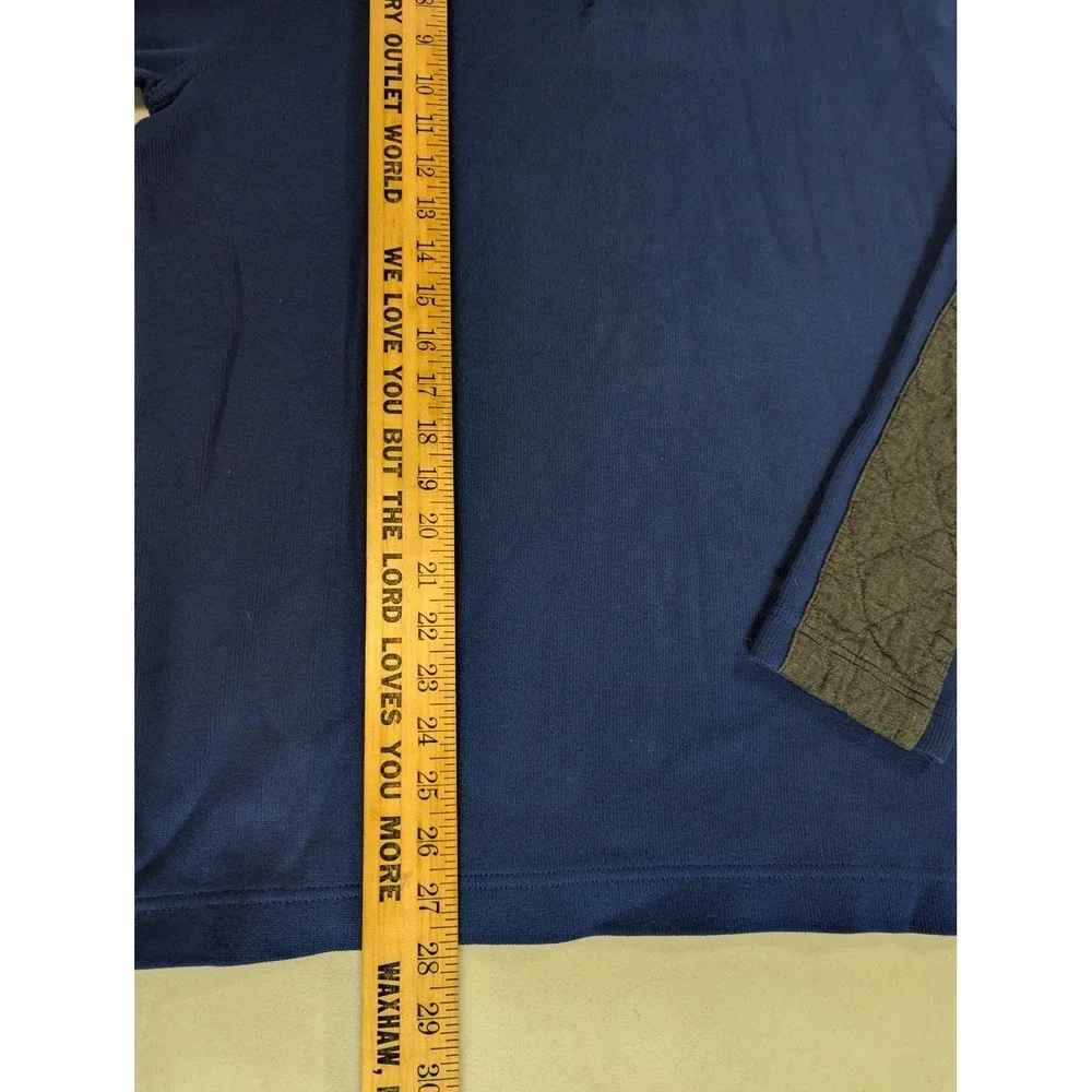 Banana Republic Men's L Half Zip Pullover Sweater Military Blue Elbow Patches